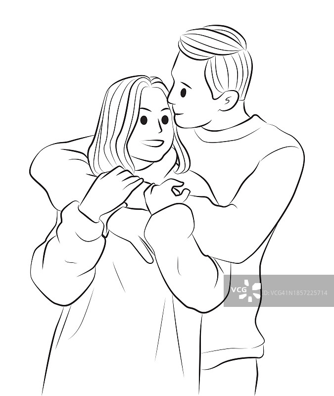 情侣拥抱爱情姿势人物卡通插画图片素材