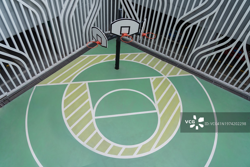 篮球场的高角度镜头图片素材