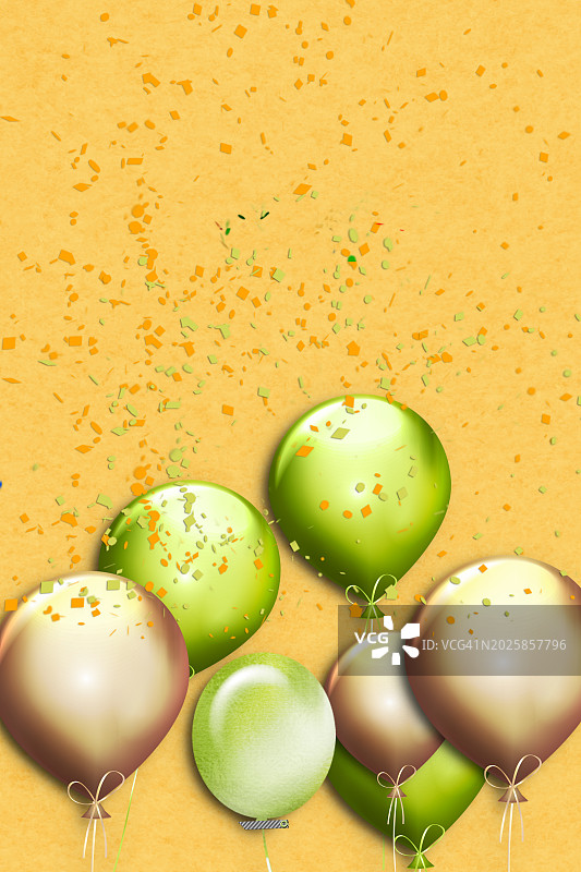 绿色和橙色的气球。圣帕特里克节图片素材