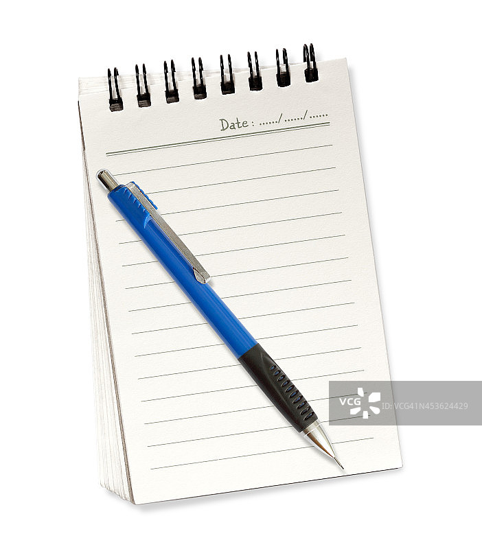 笔记本和铅笔孤立在白色图片素材