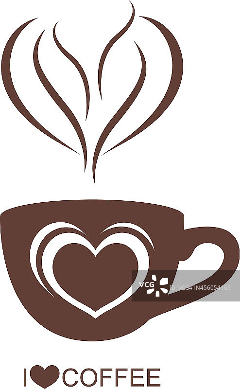 咖啡杯与心向量图片素材