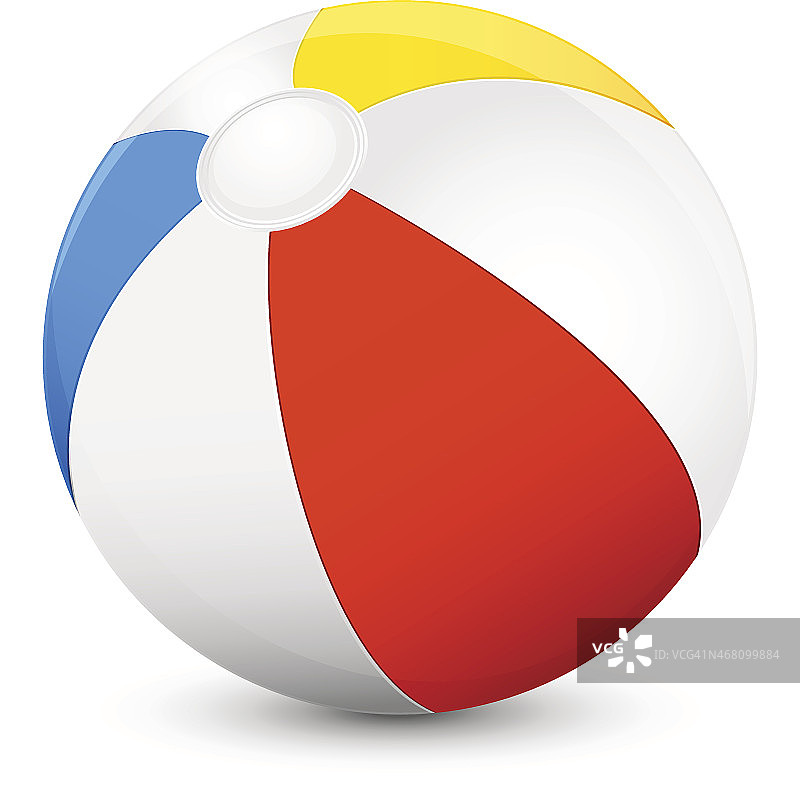 红色，黄色，蓝色和白色的沙滩球在白色的背景图片素材