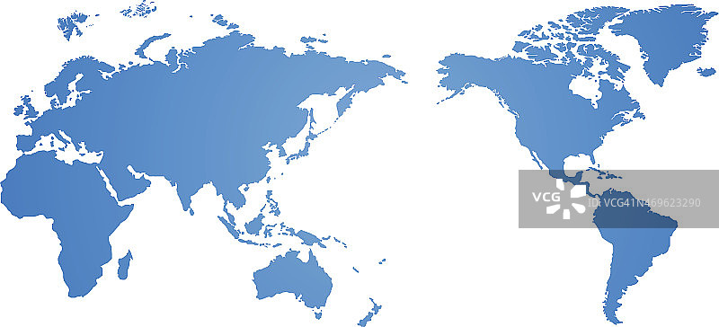 白色背景上的蓝色世界地图矢量图片素材
