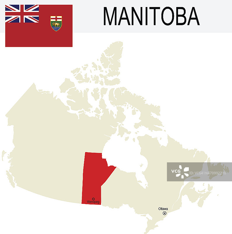 加拿大省:马尼托巴地图和旗帜图片素材