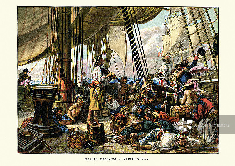 海盗诱骗商船图片素材