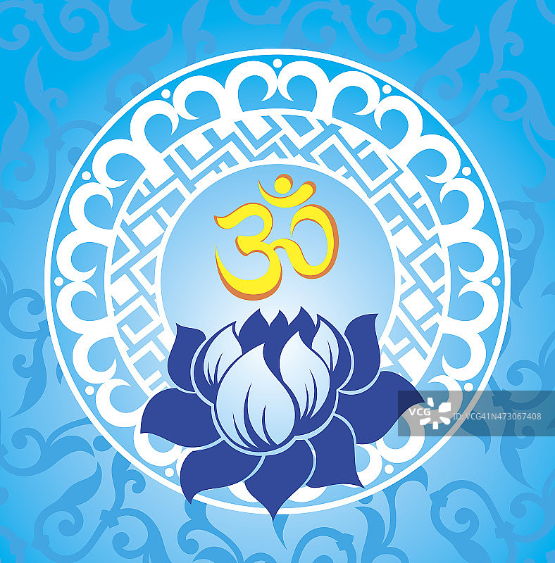 印度精神符号欧姆与莲花图片素材
