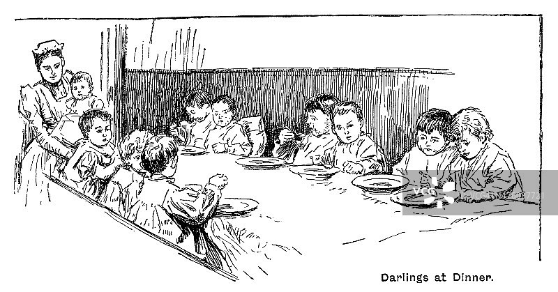 维多利亚时代的蹒跚学步的孩子正在吃婴儿餐图片素材