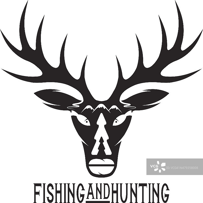 复古狩猎和钓鱼矢量设计模板图片素材