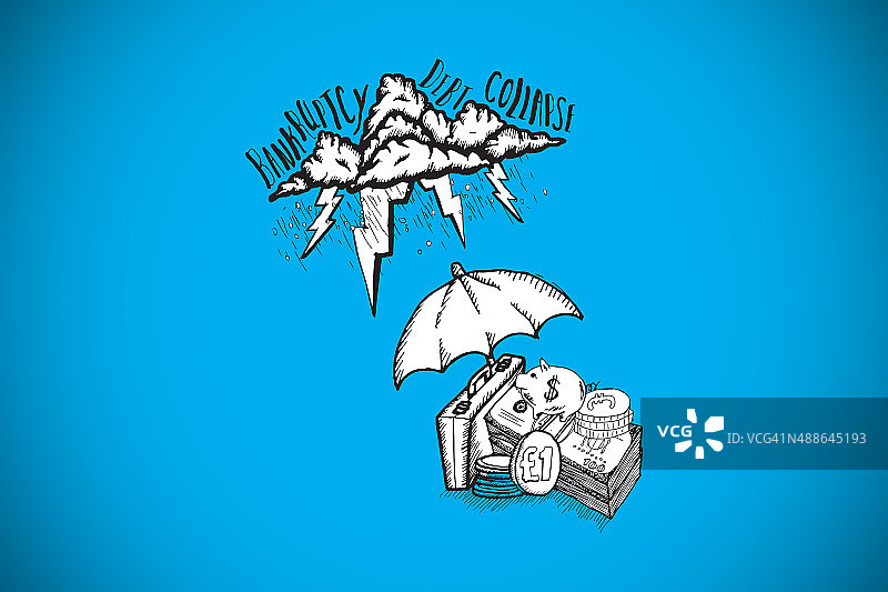保护伞保护货币免受债务风暴的综合形象图片素材