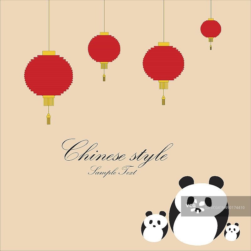 灯笼和熊猫的中国风格背景图片素材