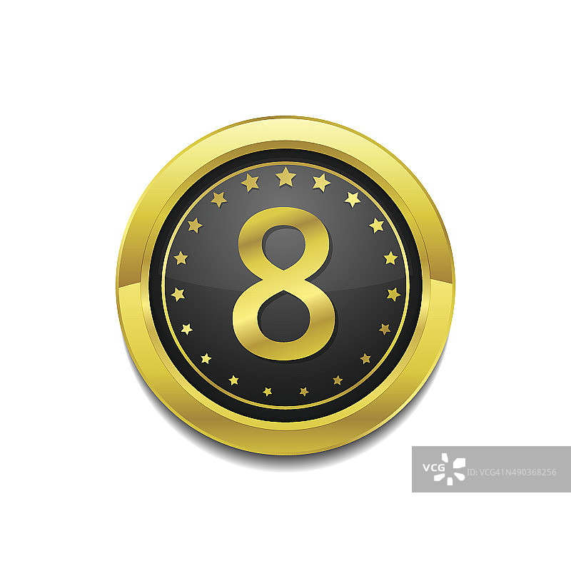 8数字圆形矢量金色Web图标按钮图片素材
