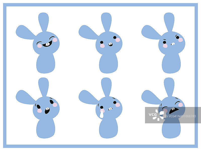 兔子表情符号-向量图标集图片素材