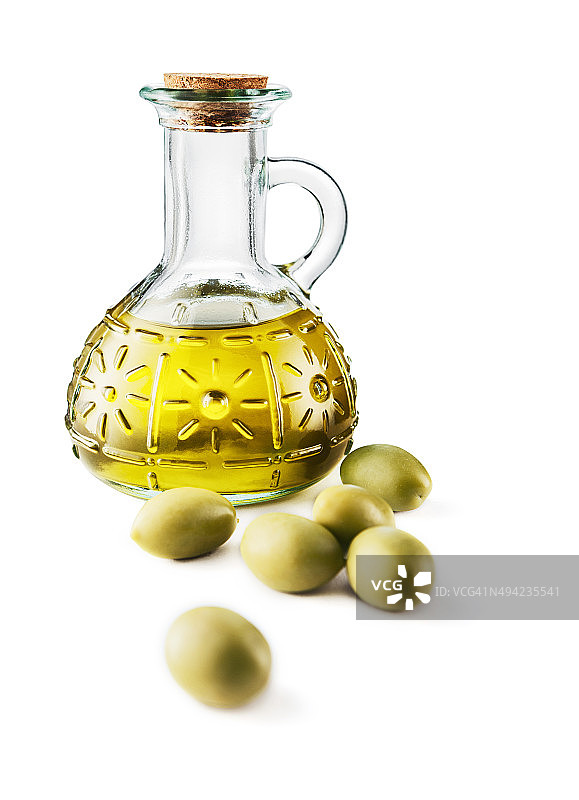 一瓶上等初榨橄榄油和一些橄榄图片素材