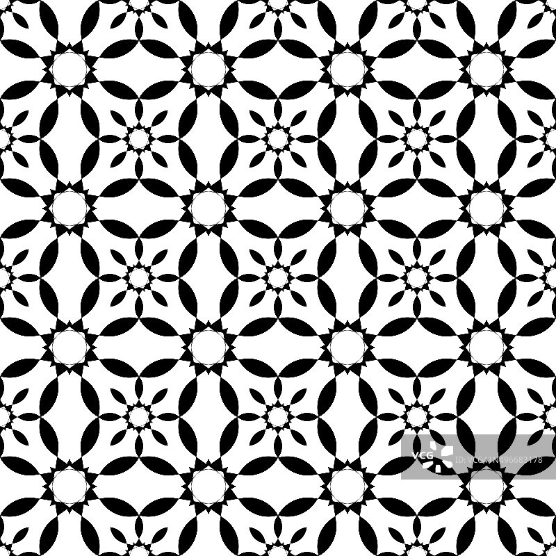 黑白几何无缝图案，抽象背景。图片素材