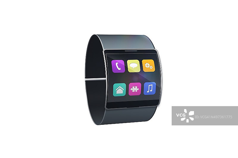 未来的黑色腕表与应用程序菜单图片素材