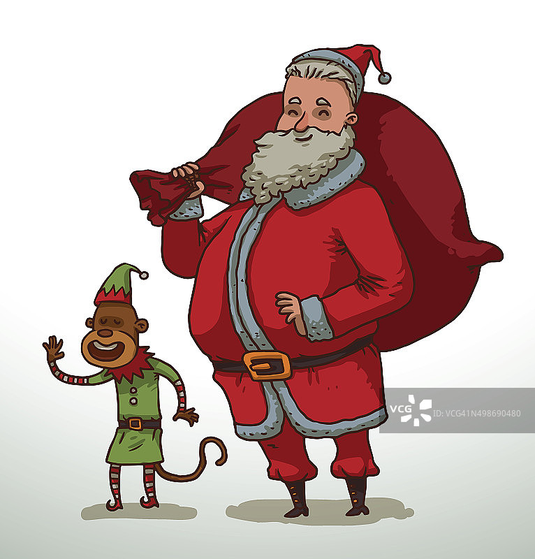 圣诞老人和一只猴子图片素材