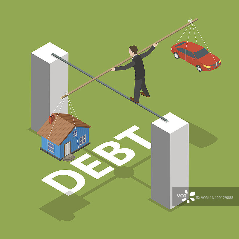 债务等距平向量概念。图片素材