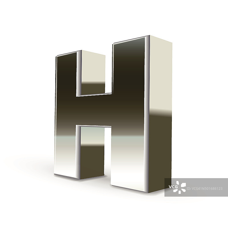 3d银钢字母H图片素材