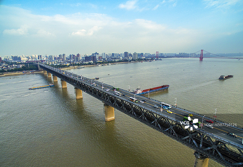 航拍武汉长江大桥图片素材