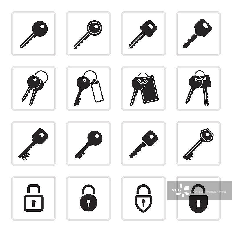 锁和键图标和符号。图片素材