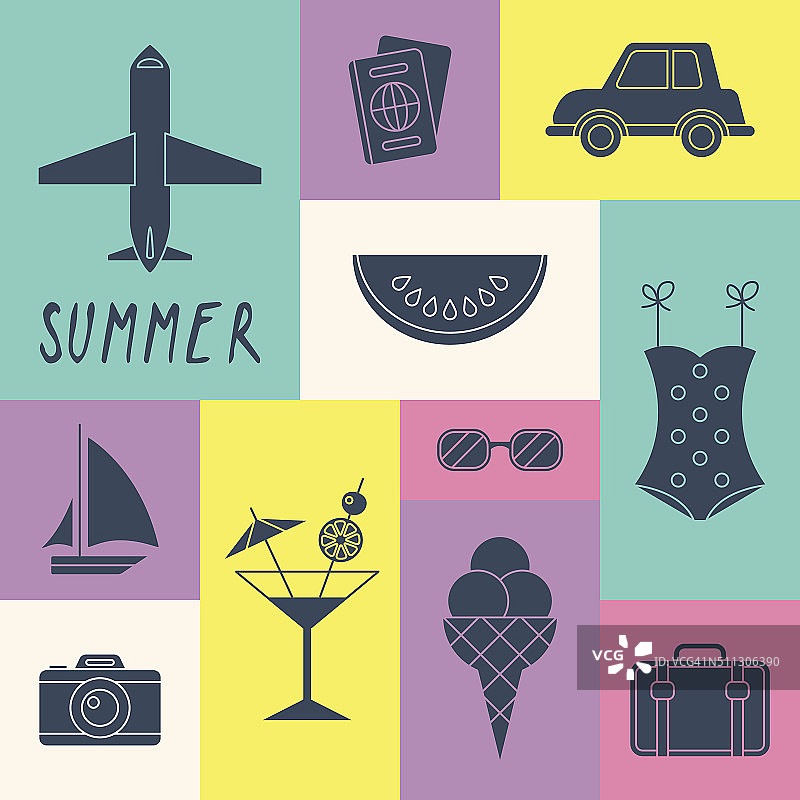 标志设计的夏季假日图标图片素材