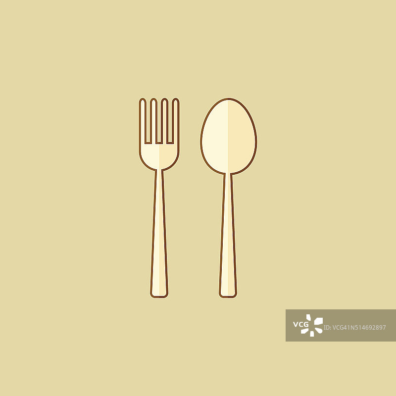 勺子和叉子。食品平面图标图片素材