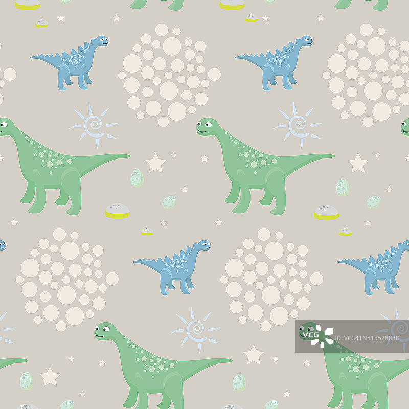 恐龙小孩无缝矢量图案的纺织品印花图片素材