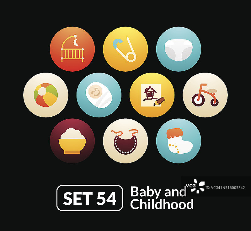 平面图标设置54 -婴儿和童年图片素材
