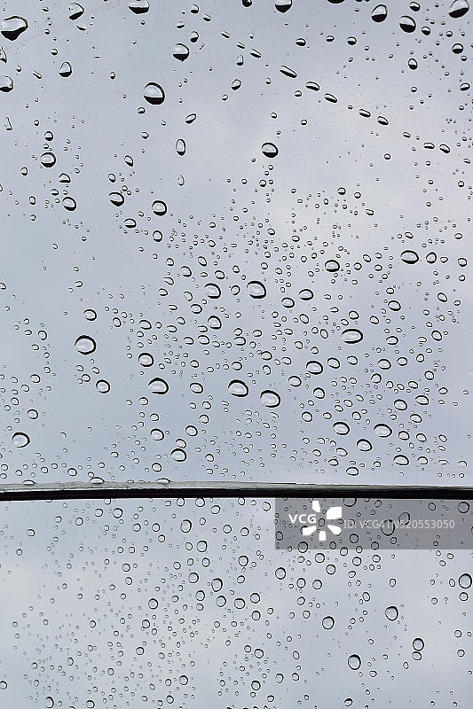 背景雨点落在透明的塑料伞上图片素材