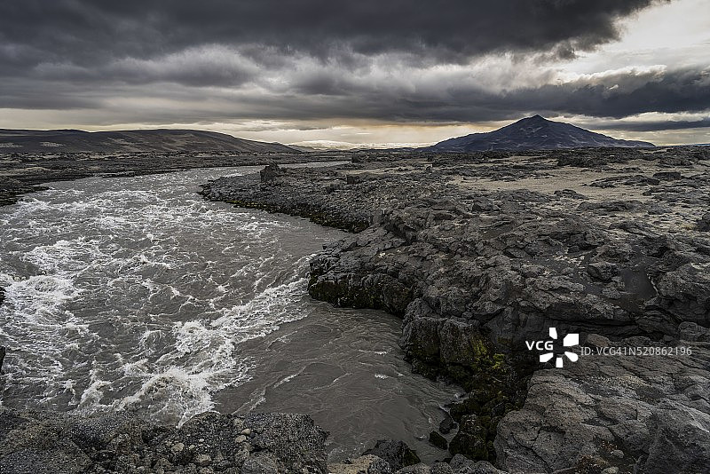 Kreppa冰川河流。冰岛Bardarbunga火山喷发的Holuhraun裂缝图片素材