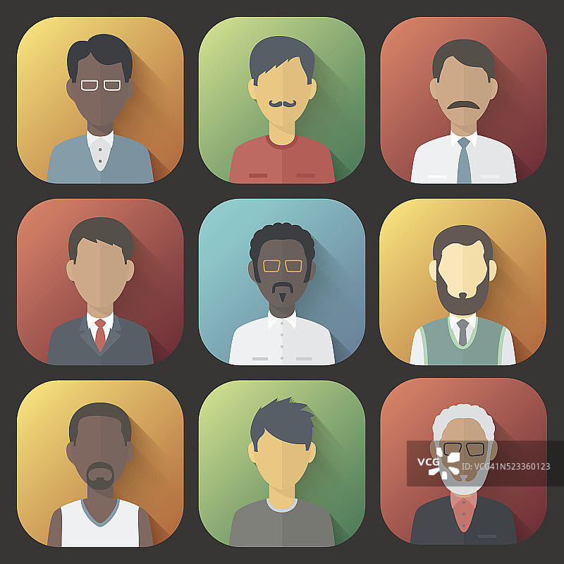 图标组的人男性不同的种族图片素材