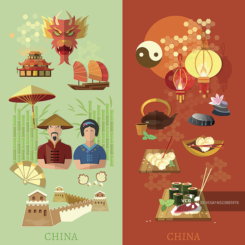 中国文化和传统中国吸引矢量横幅图片素材