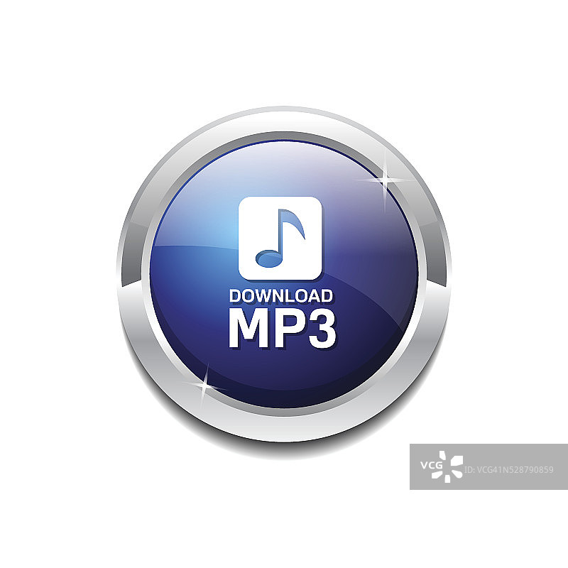 MP3下载蓝色矢量图标按钮图片素材