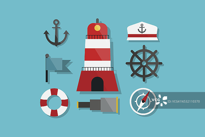 海洋和航海标志平面设计图片素材