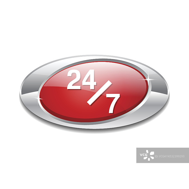 24小时服务红色矢量图标按钮图片素材