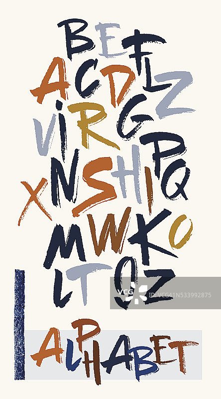 手绘字母在复古风格。ABC为您的设计。图片素材