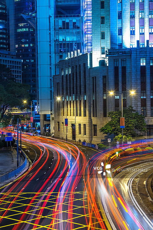香港市中心的灯光小径图片素材