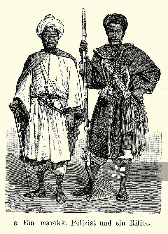 19世纪的摩洛哥:手持步枪的警察图片素材