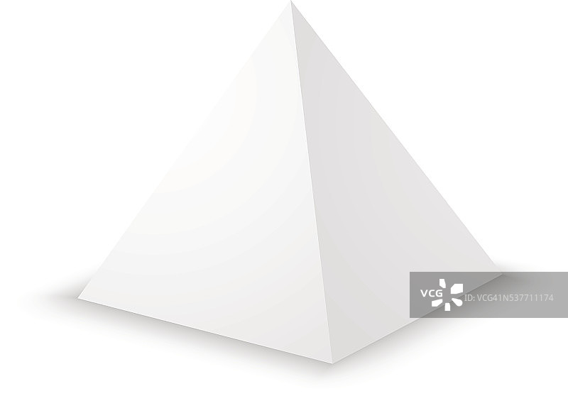 空白白色金字塔，3d模板。图片素材