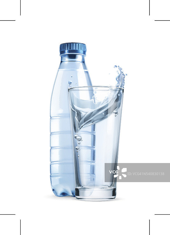 水瓶和玻璃，矢量图标图片素材