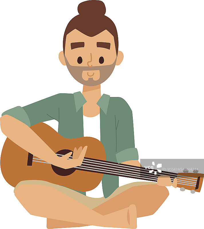 男人与吉他矢量插图。图片素材