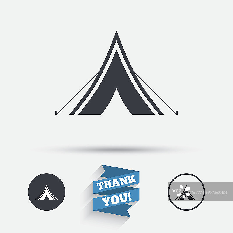 旅游帐篷标志图标。露营的象征。图片素材