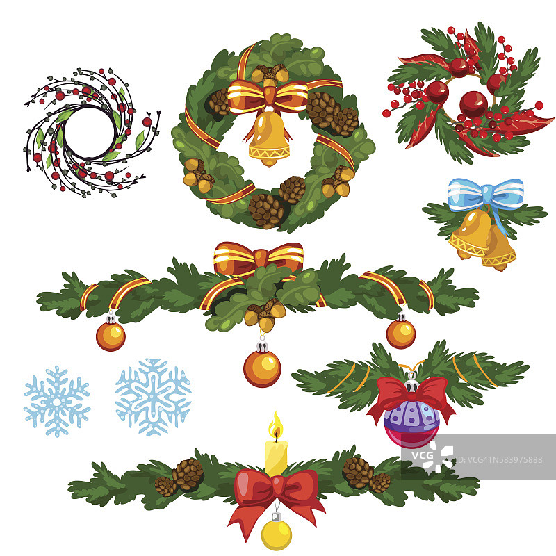 圣诞花环和其他节日装饰图片素材