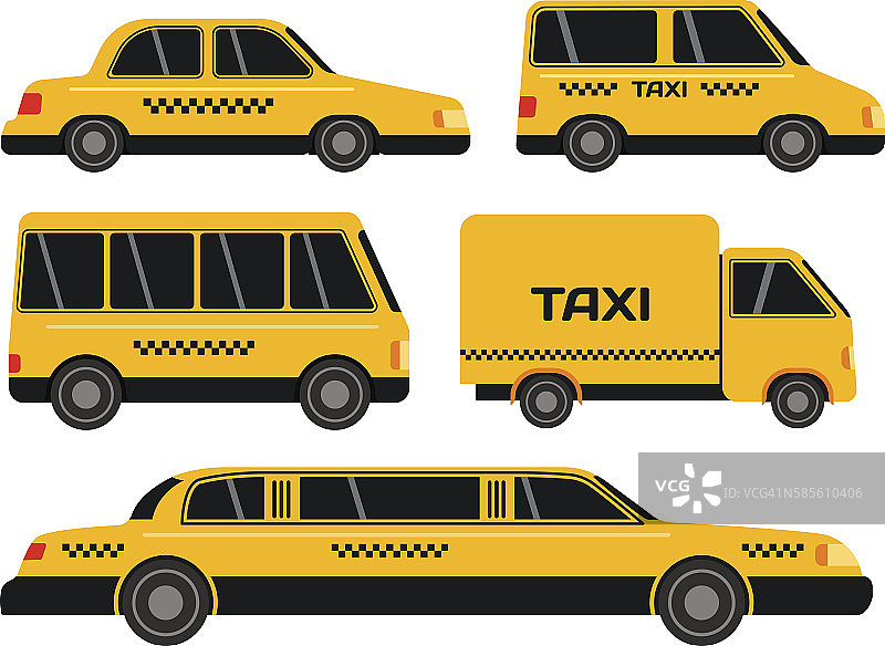 出租车运输向量集。图片素材