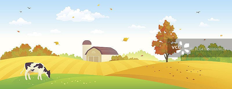 秋天的农场横幅图片素材