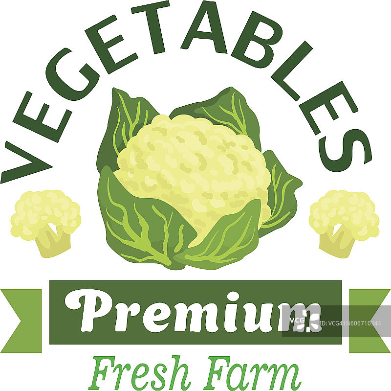 新鲜蔬菜徽章与花椰菜图片素材