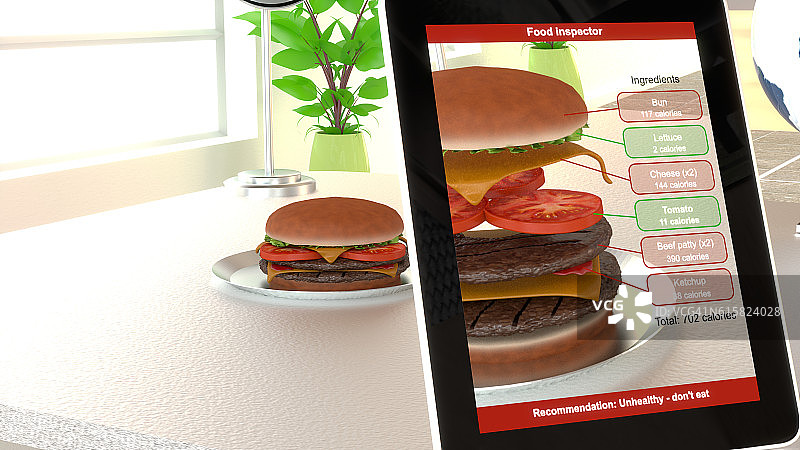 增强现实汉堡食品分析图片素材