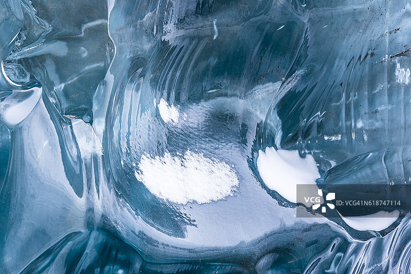 Vatnajokull Glacier Jokulsarlon冰岛Vatnajokull冰川令人惊叹的蓝色冰纹理。图片素材
