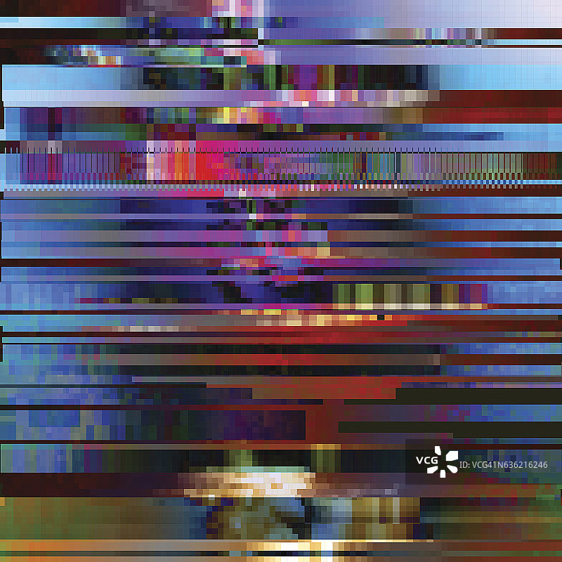 Glitched abstract vector background made of彩色像素马赛克。数字图片素材