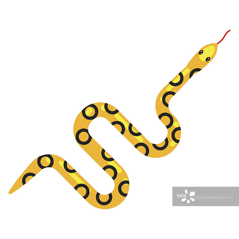 黄色斑点蛇卡通矢量插图上的白色图片素材